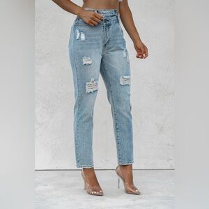 NAT & LIV X JLUXLABEL CASSIS CROSSOVER ASYMMETRIC JEANS
31